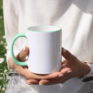 mėtinis puodelis 330 ml su spauda